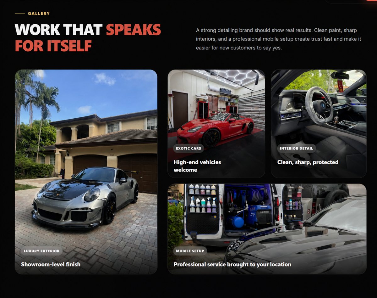 Car detailing website designed by Atlas