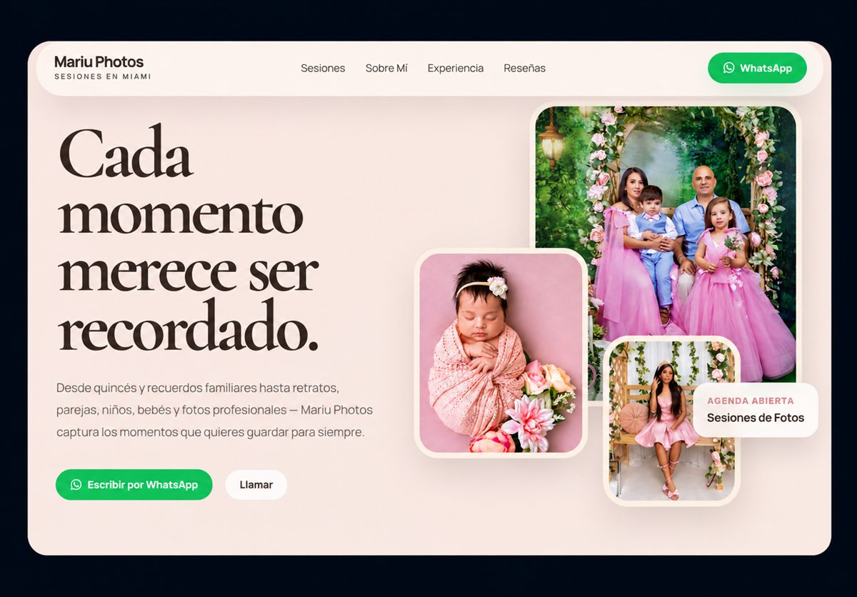 Photography portfolio website designed by Atlas