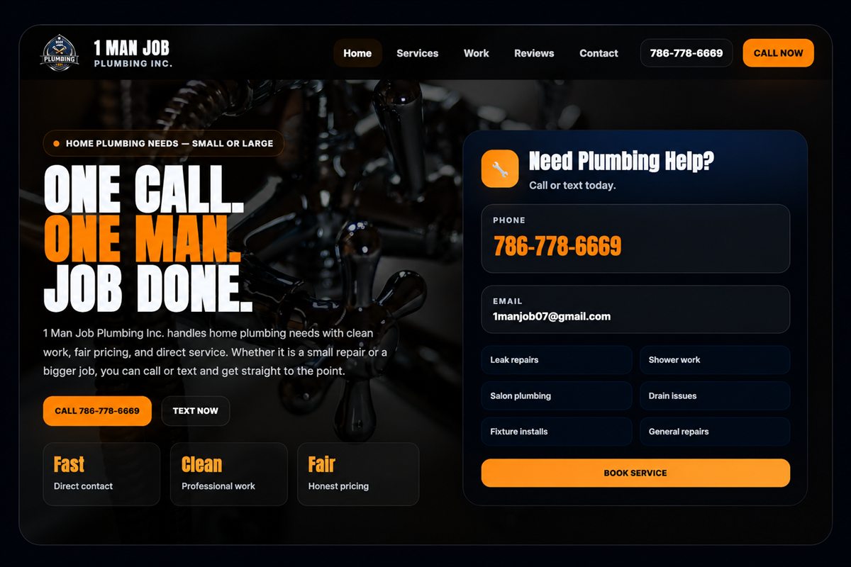 Plumbing company website designed by Atlas